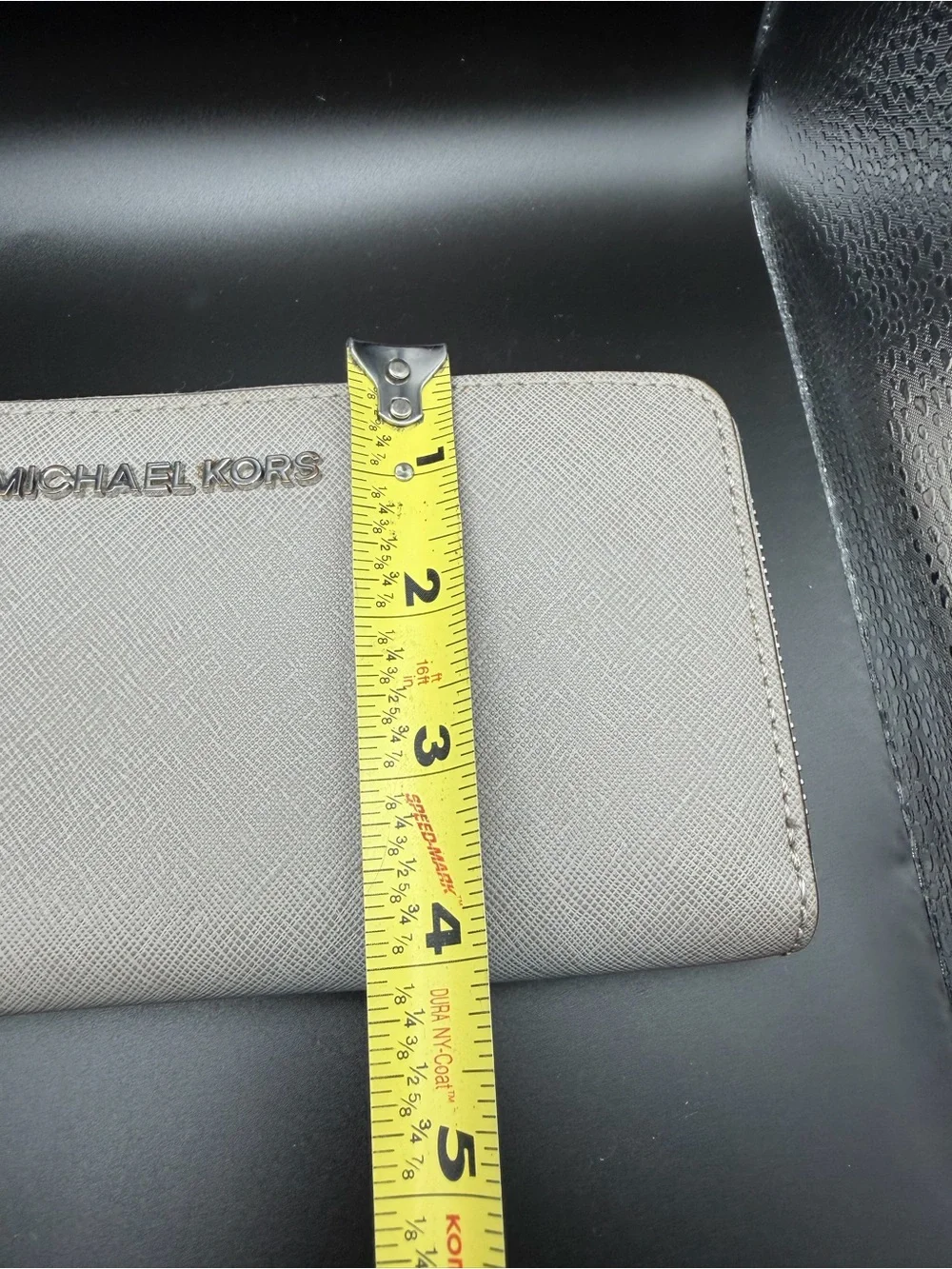 Michael Kors Light Gray Saffiano Zip-Around Wallet
